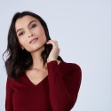 Pull col V en laine mérinos - Bahia 6681 rouge - 51 Bordeaux