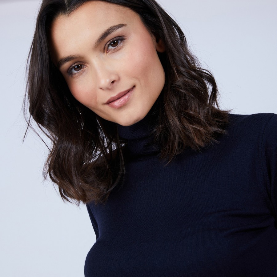 Roll-neck jumper in merino wool - Beha