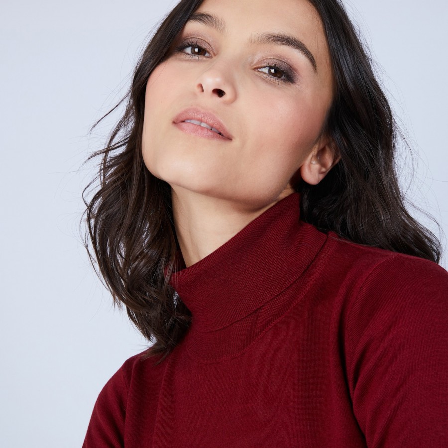 Roll-neck jumper in merino wool - Beha