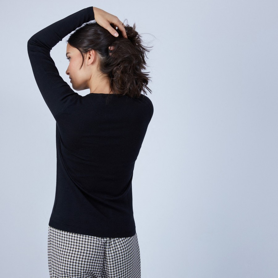 Suéter de lã merino com gola redonda - Berenice