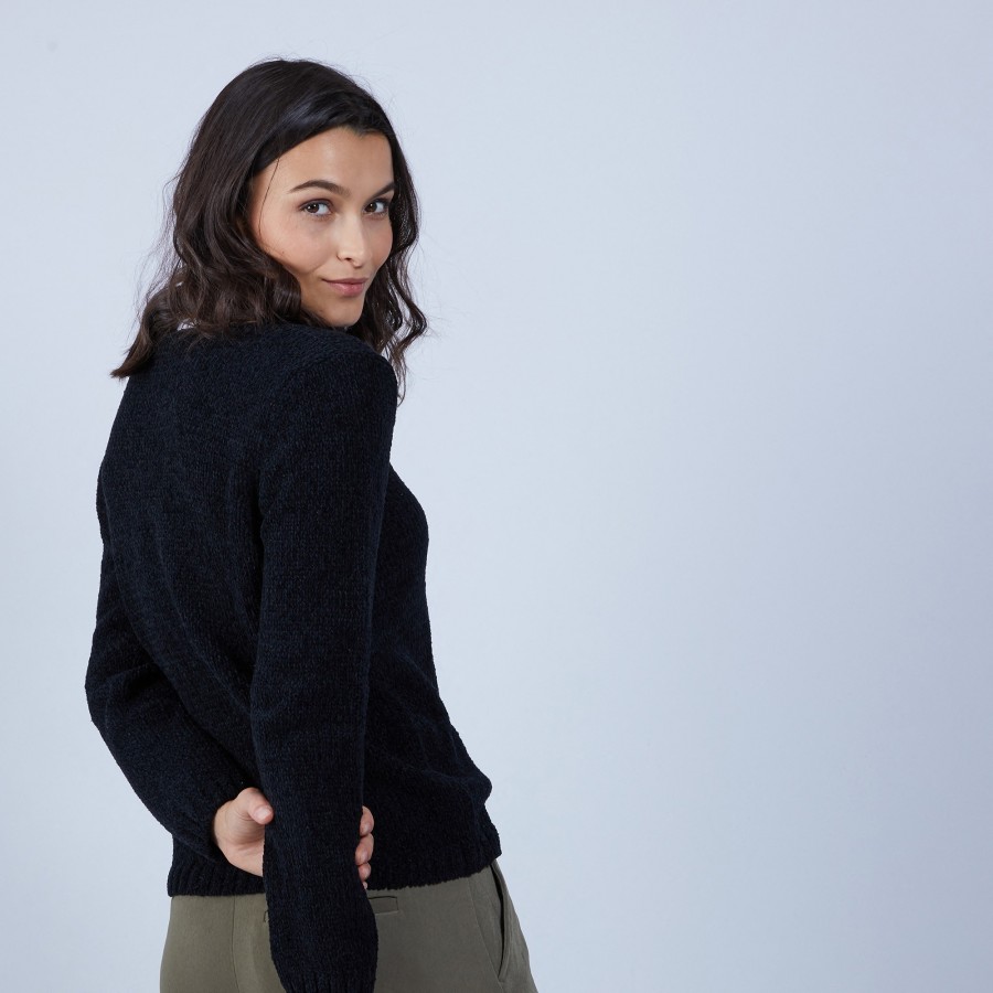V-neck jumper in silk and wool velour - Bobbye
