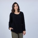 Pull avec fentes en soie et laine velours - Bonno 6610 noir - 01 Noir