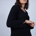 Pull avec fentes en soie et laine velours - Bonno