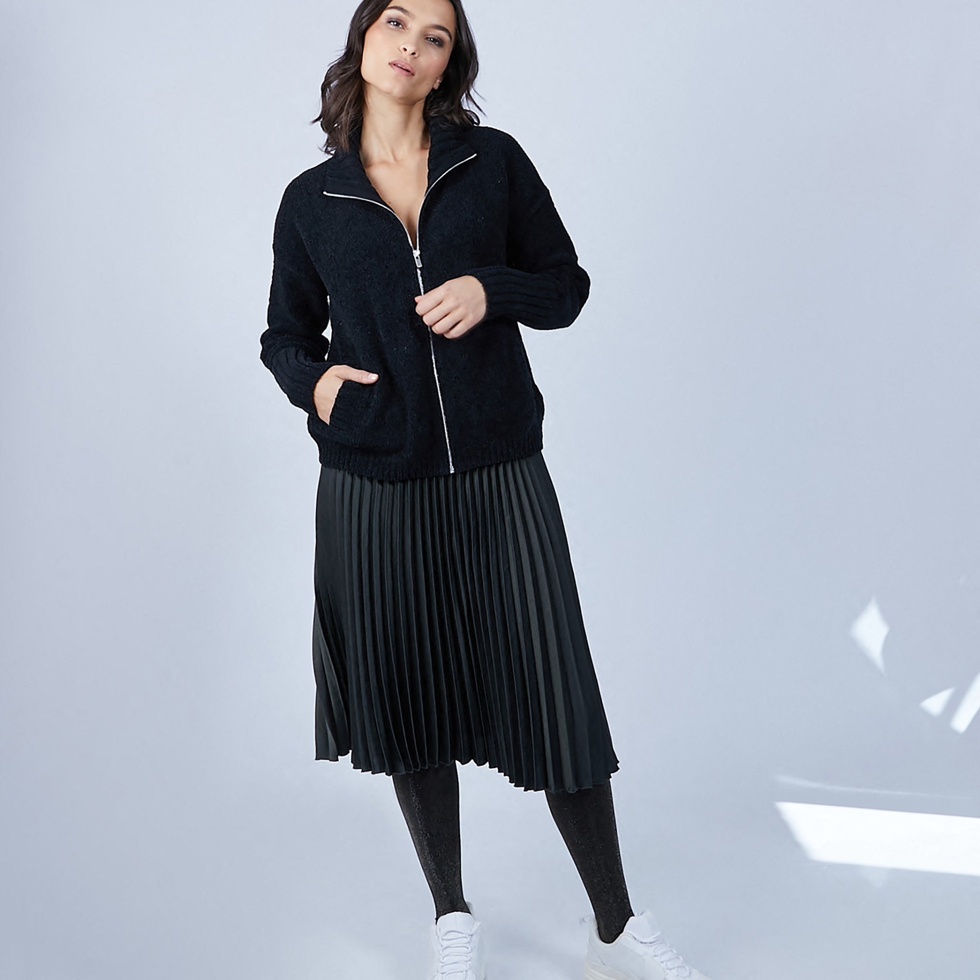 Gilet col montant en soie et laine velours - Bresil