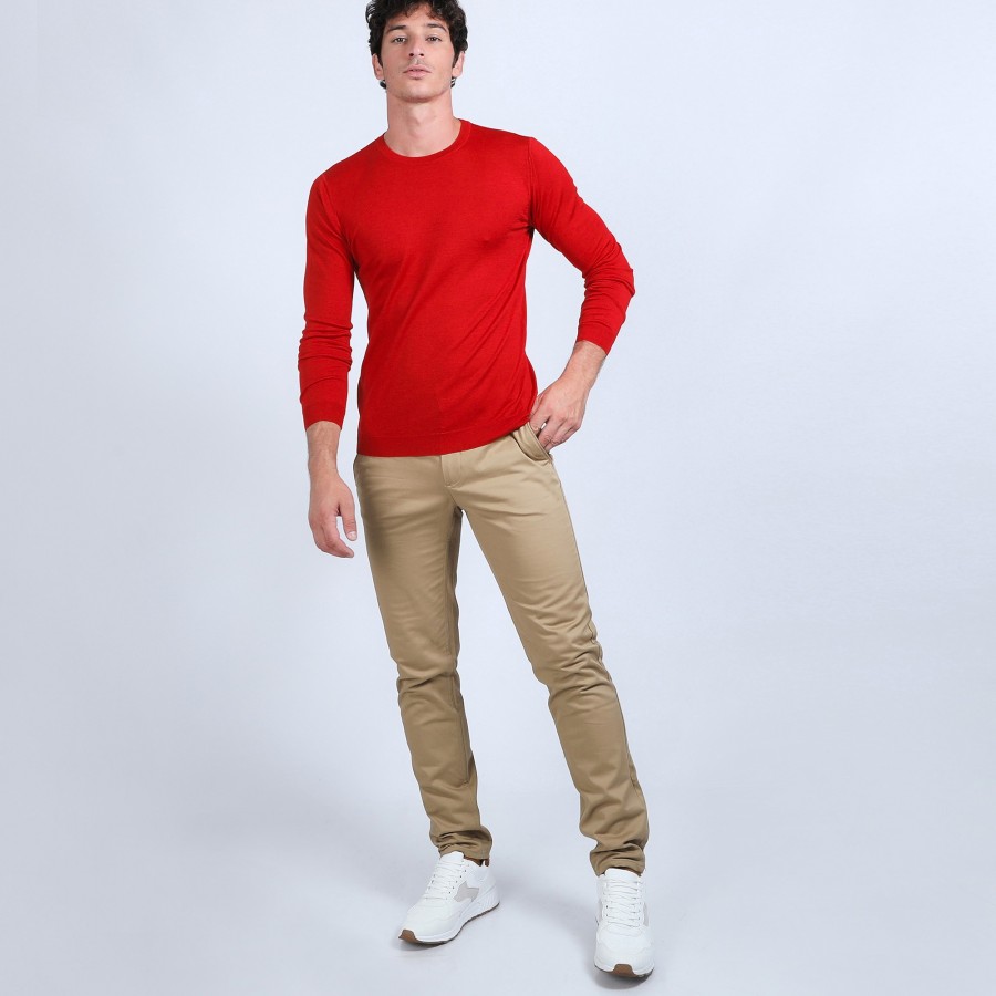 Suéter de lã e seda com gola redonda - Barsam