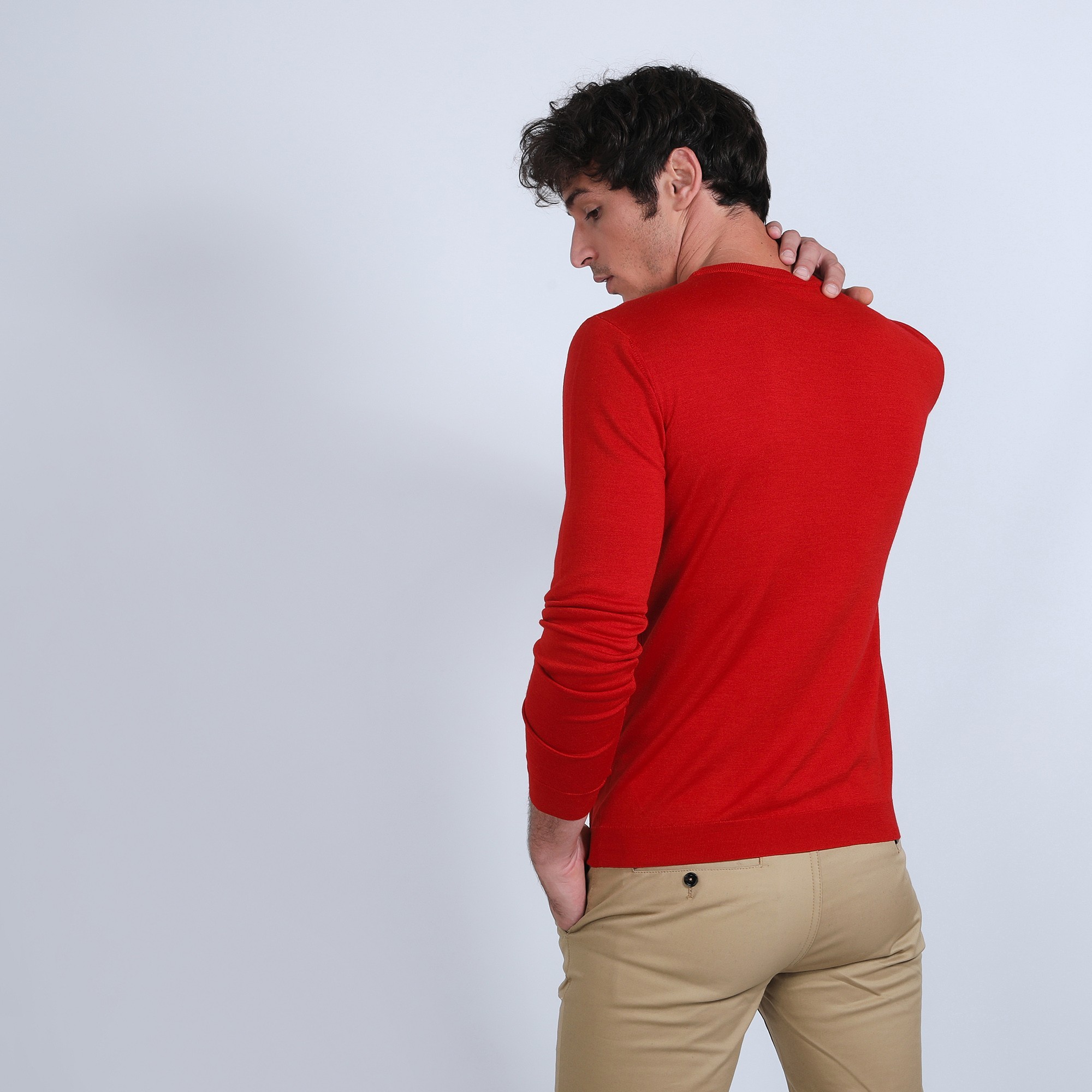 Pull col rond en laine et soie - Barsam