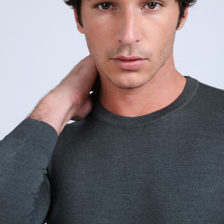 Round-neck jumper in wool and silk - Barsam