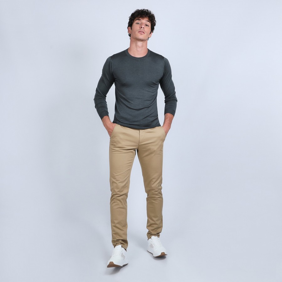 Round-neck jumper in wool and silk - Barsam