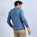 Pull col V en laine mérinos - Badyss 6641 crique - 06 bleu moyen