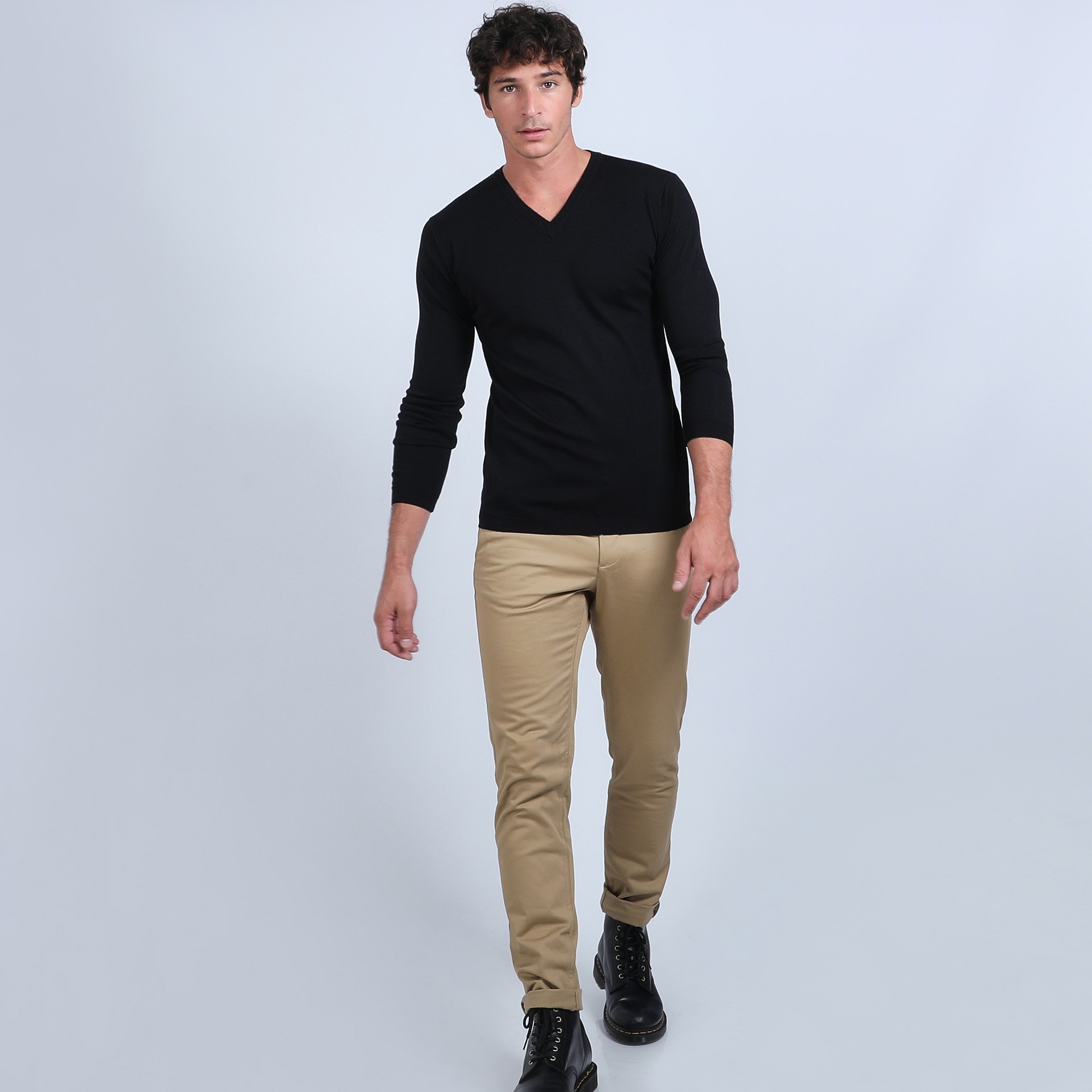 Pull col V en laine mérinos - Badyss