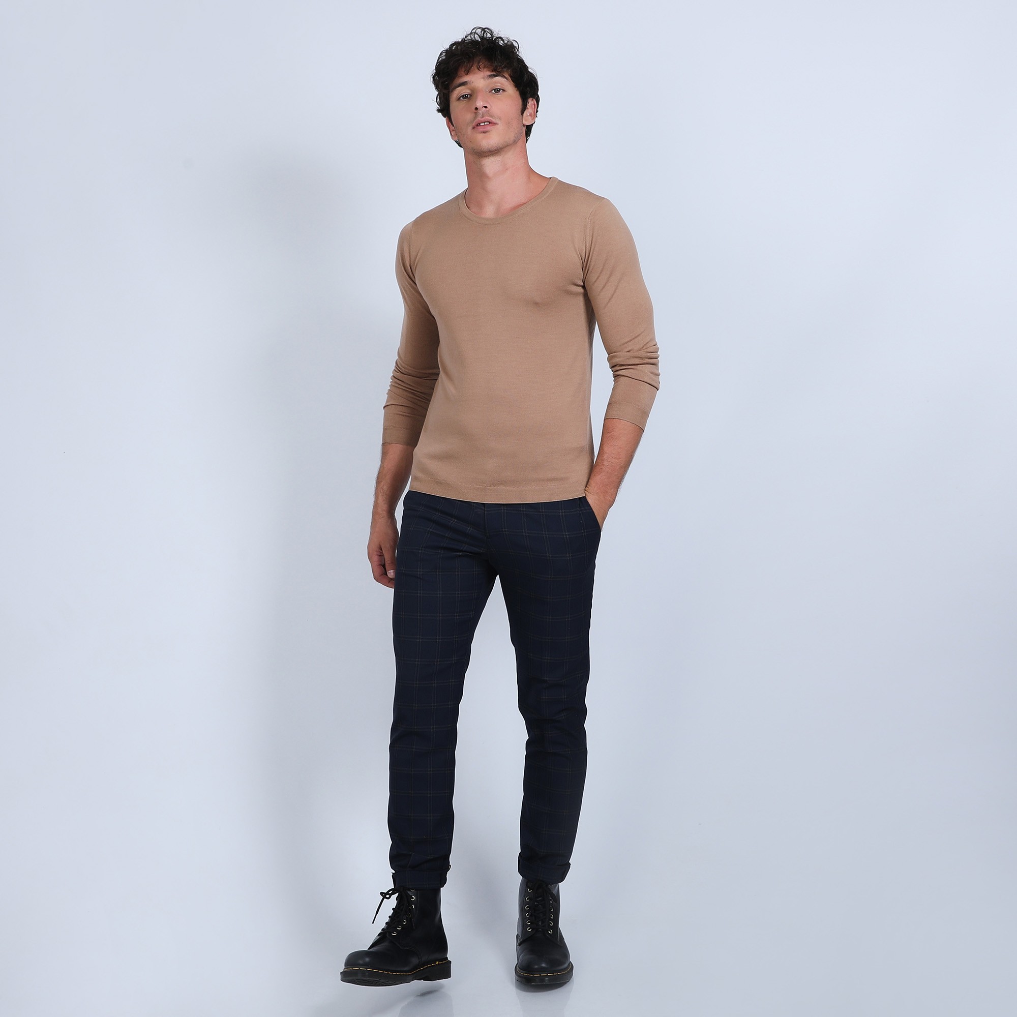 Pull col rond en laine mérinos - Bardem 6630 camel - 88 camel