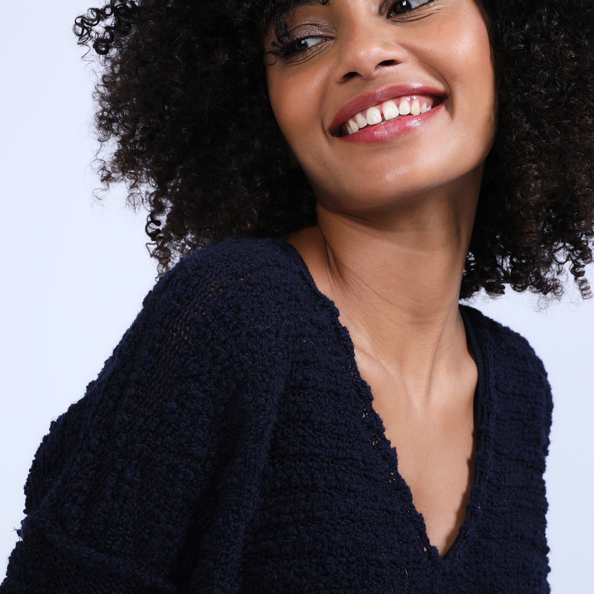 Pull ovesize col V - Sari 6640 marine - 05 Bleu marine