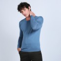 Pull col rond en laine mérinos - Bardem 6641 crique - 06 bleu moyen