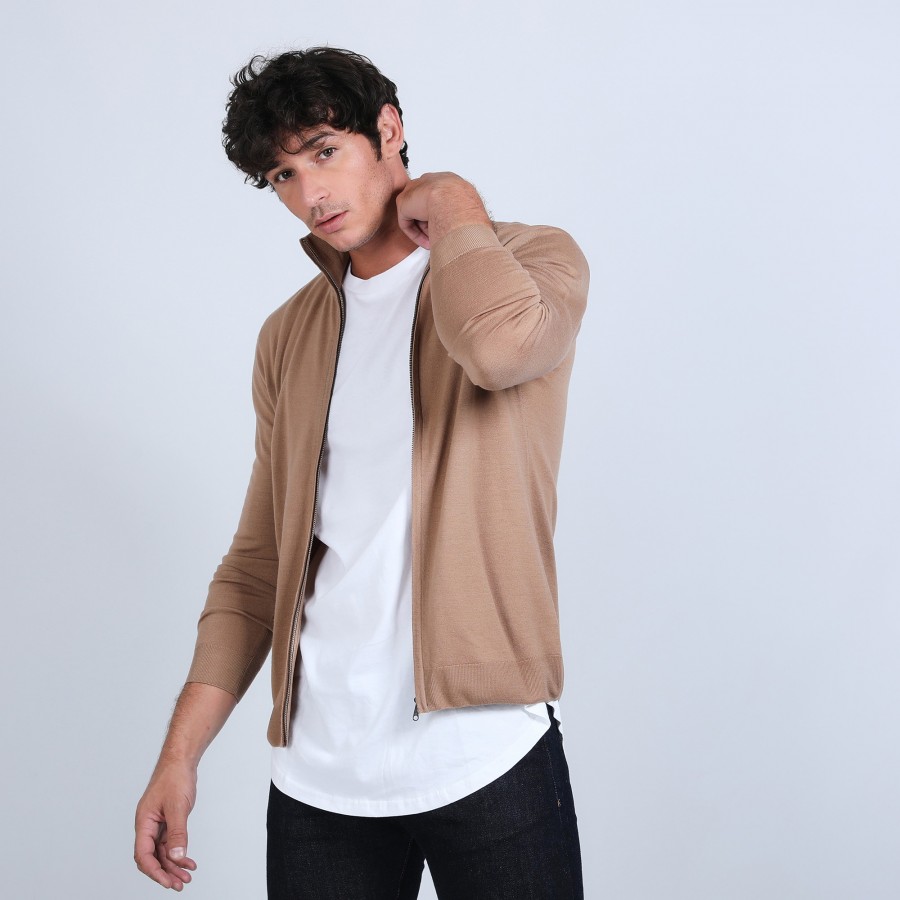 Colete com zíper em lã Merino - Estian