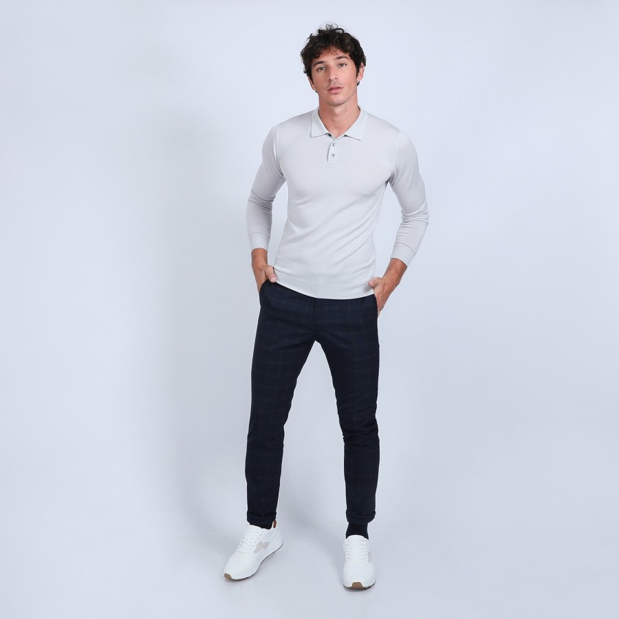 Jumper with polo shirt collar in merino wool - Eni