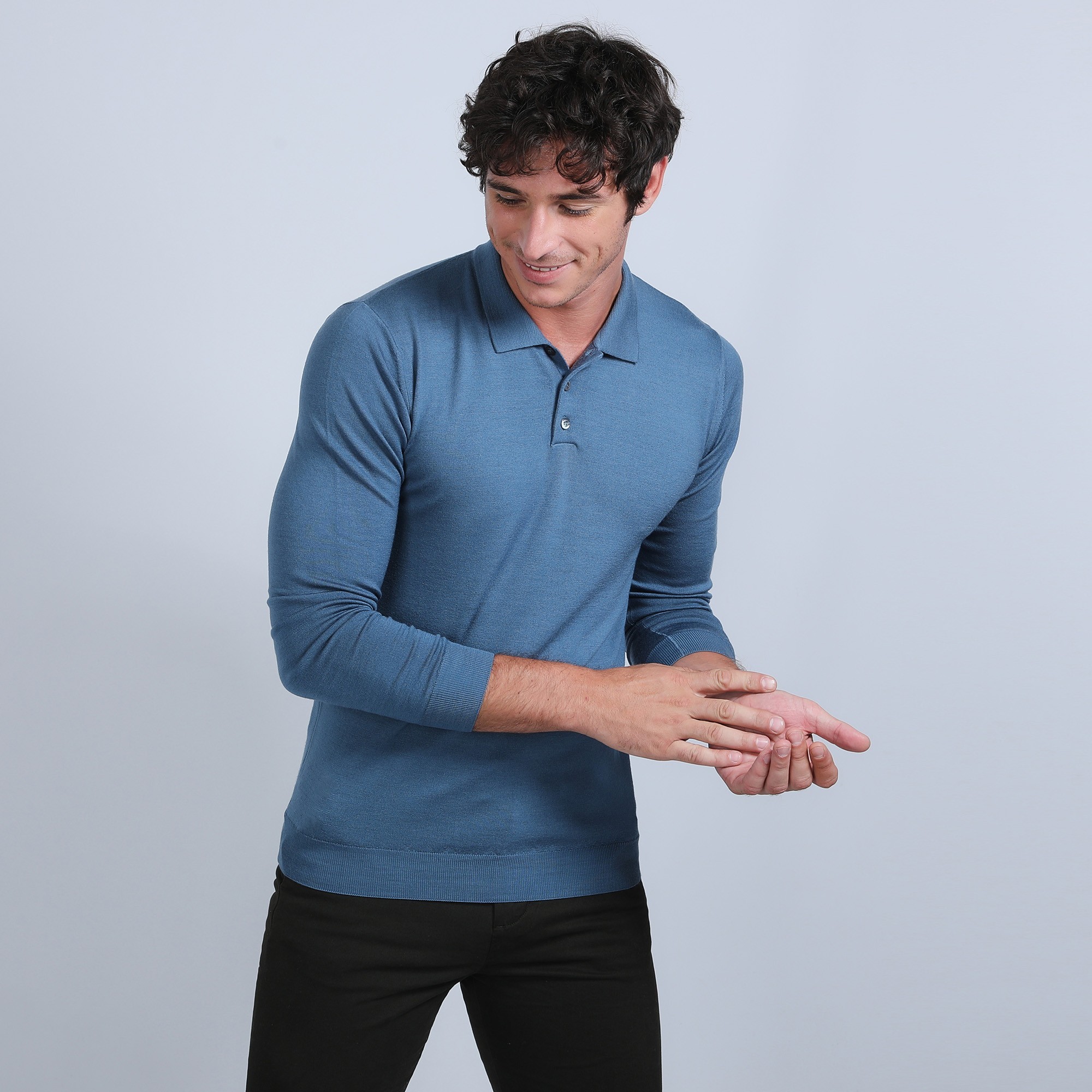 Pull col polo en laine mérinos - Beni