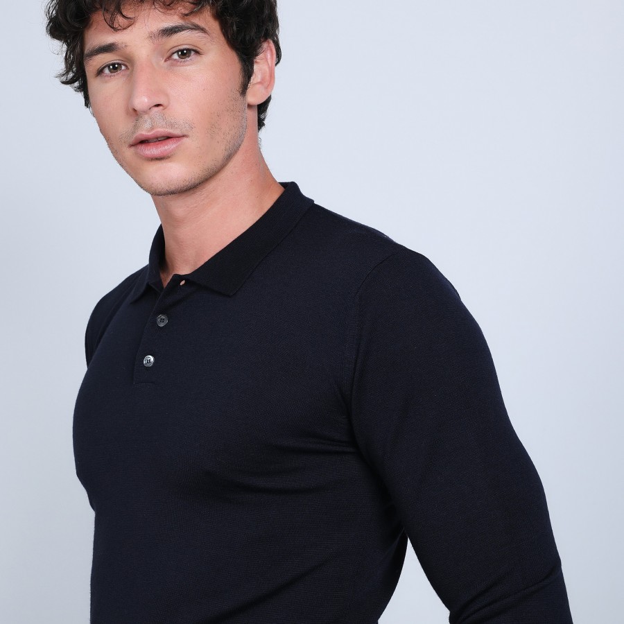 Suéter gola polo de lã merino - Eni