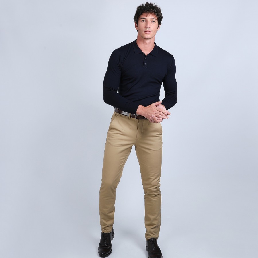 Jumper with polo shirt collar in merino wool - Eni