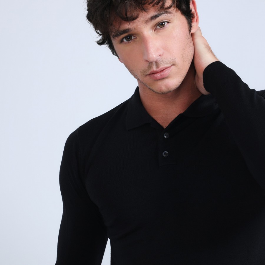 Suéter gola polo de lã merino - Eni