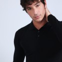 Pull col polo en laine mérinos - Beni 6610 noir - 01 noir