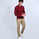Pull col polo en laine mérinos - Beni 6681 rouge - 51 bordeaux