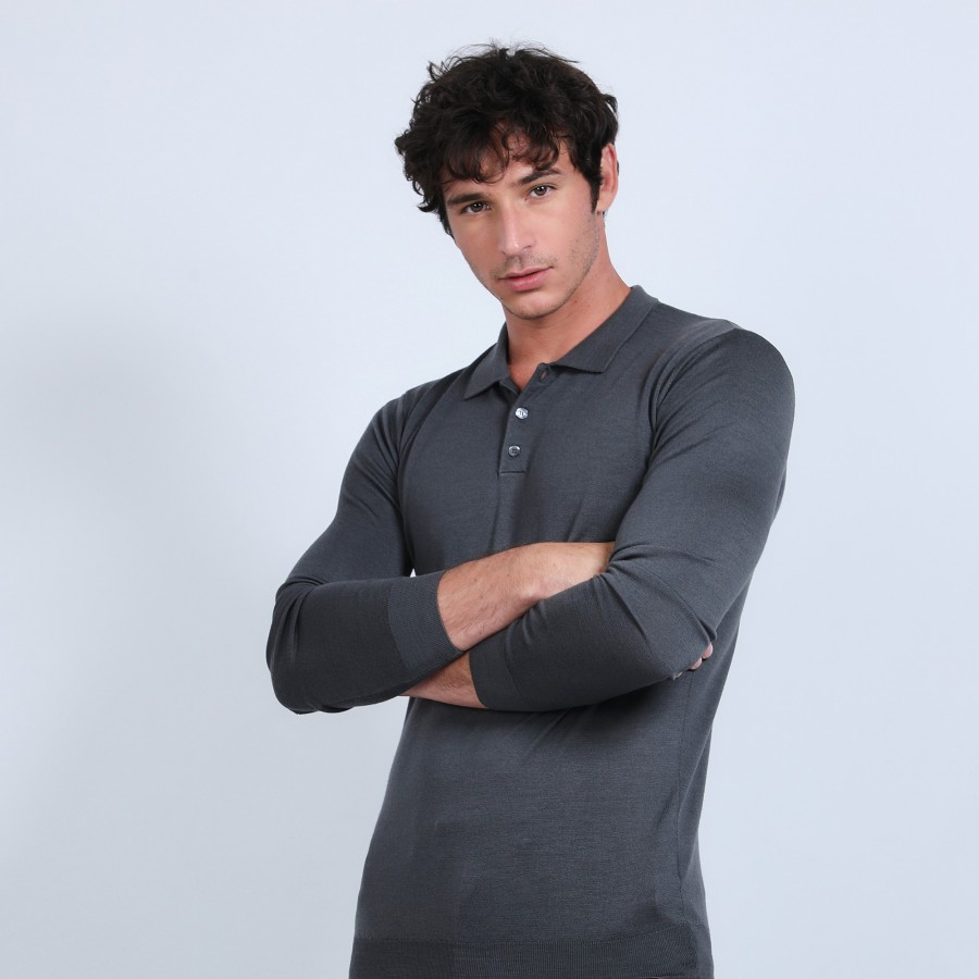 Suéter gola polo de lã merino - Eni