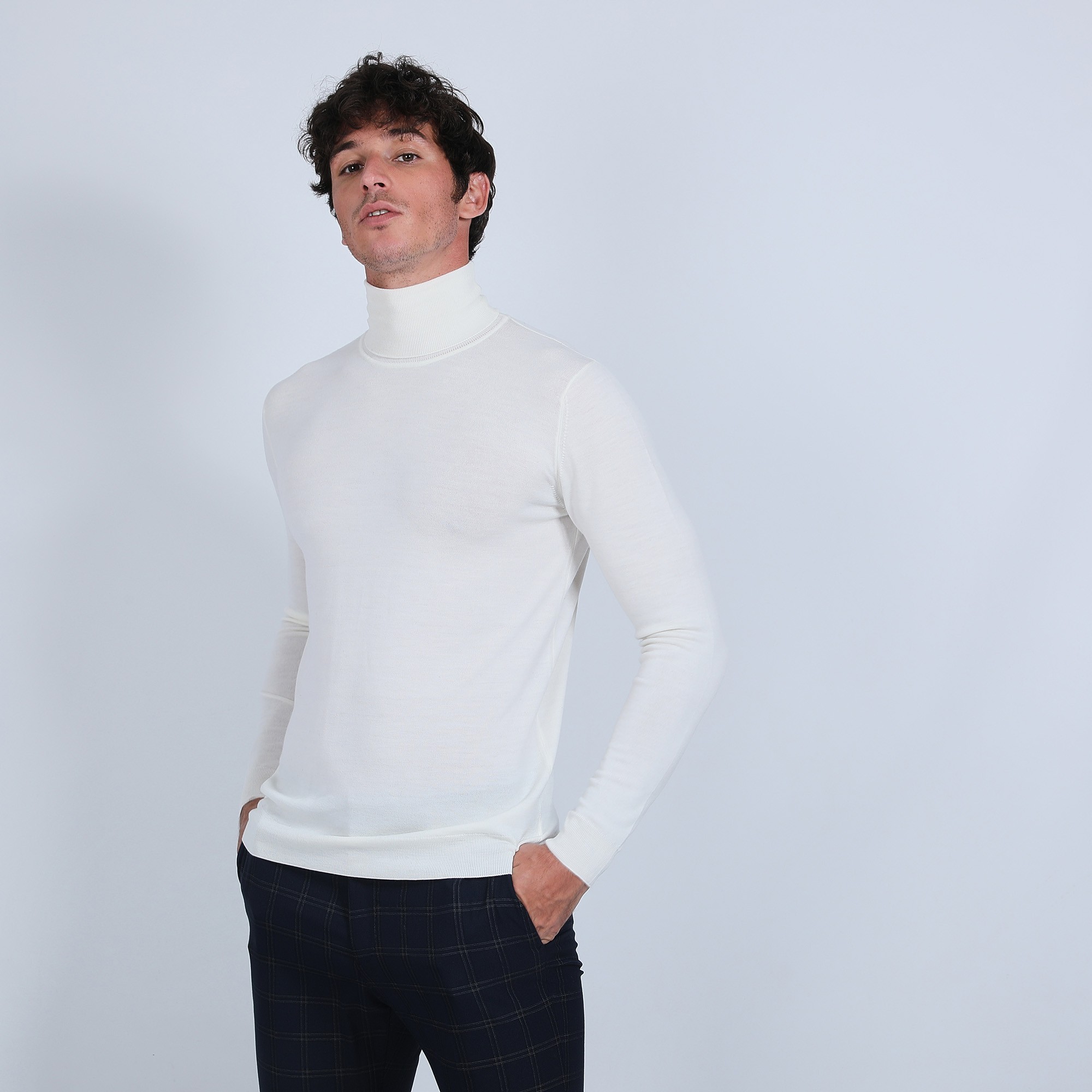 Pull col roulé en laine mérinos - Berry 6600 blanc - 02 Blanc