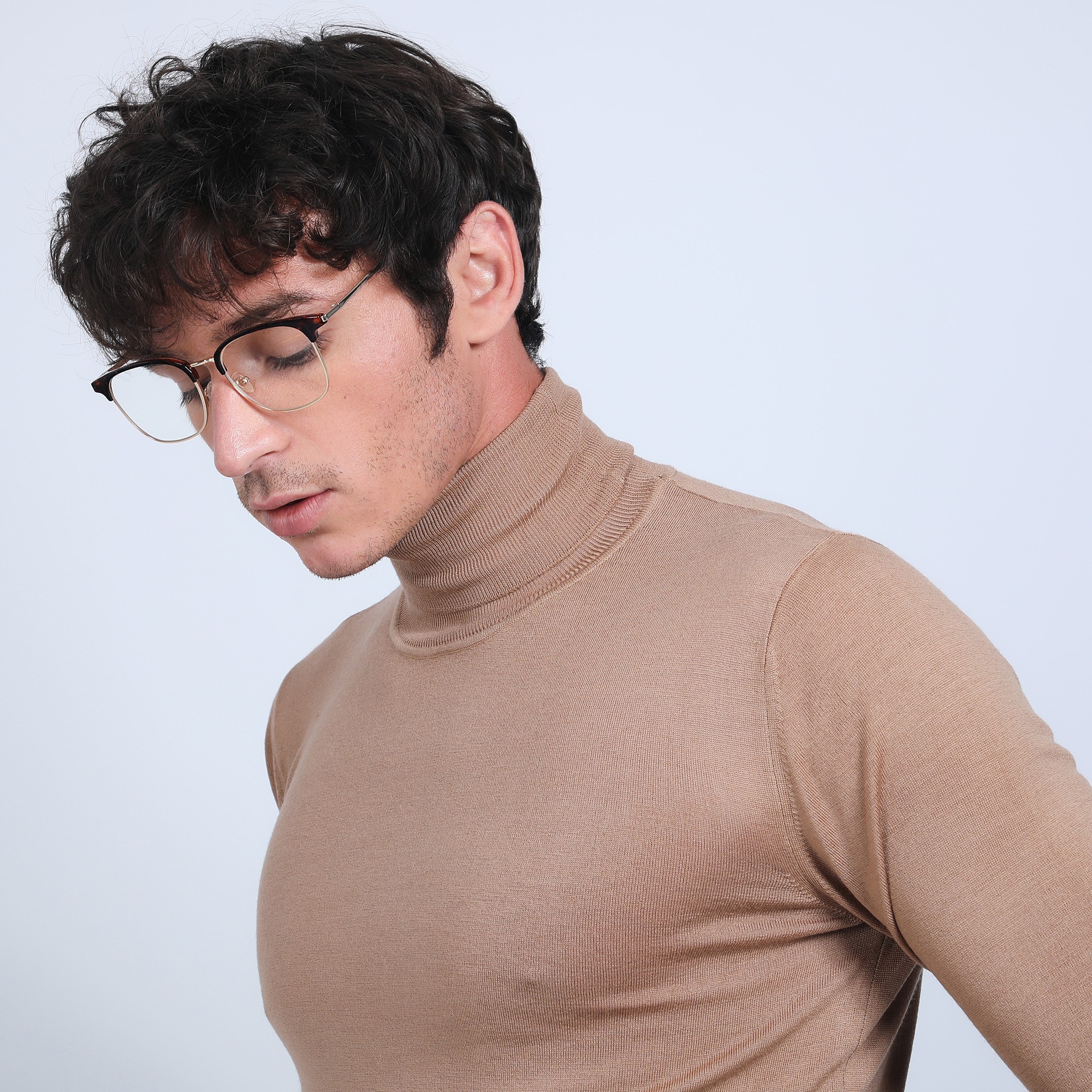 Pull col roulé en laine mérinos - Berry 6630 camel - 88 camel