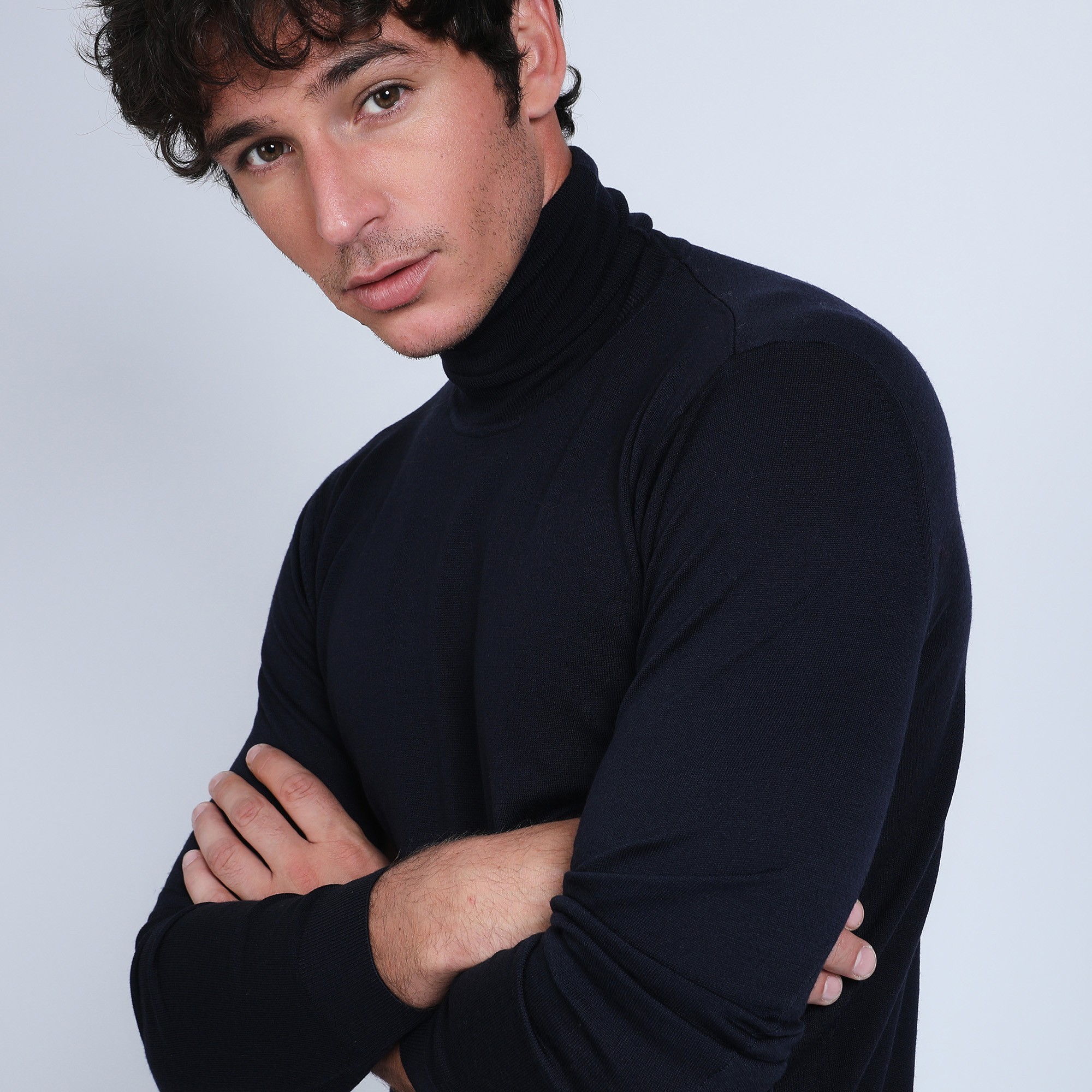 Pull col roulé en laine mérinos - Berry 6640 marine - 05 bleu marine