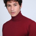 Pull col roulé en laine mérinos - Berry 6681 rouge - 51 bordeaux