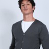 Gilet boutonné en laine mérinos - Brad 6611 gris anthracite - 10 gris foncé