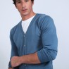 Gilet boutonné en laine mérinos - Brad 6641 crique - 06 bleu moyen