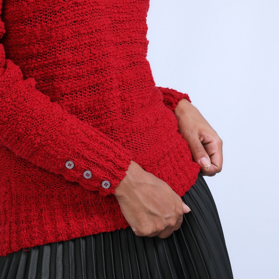 High-neck jumper with buttoned sleeves - Sumaya