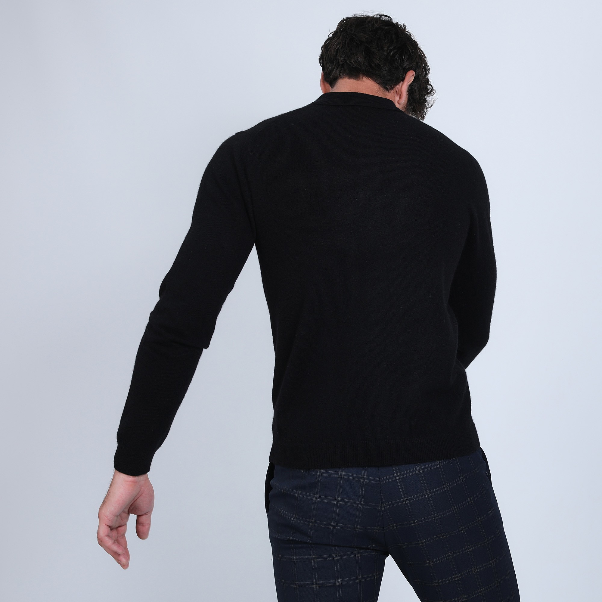 Pull col polo en cachemire - Billy 6610 noir - 01 Noir