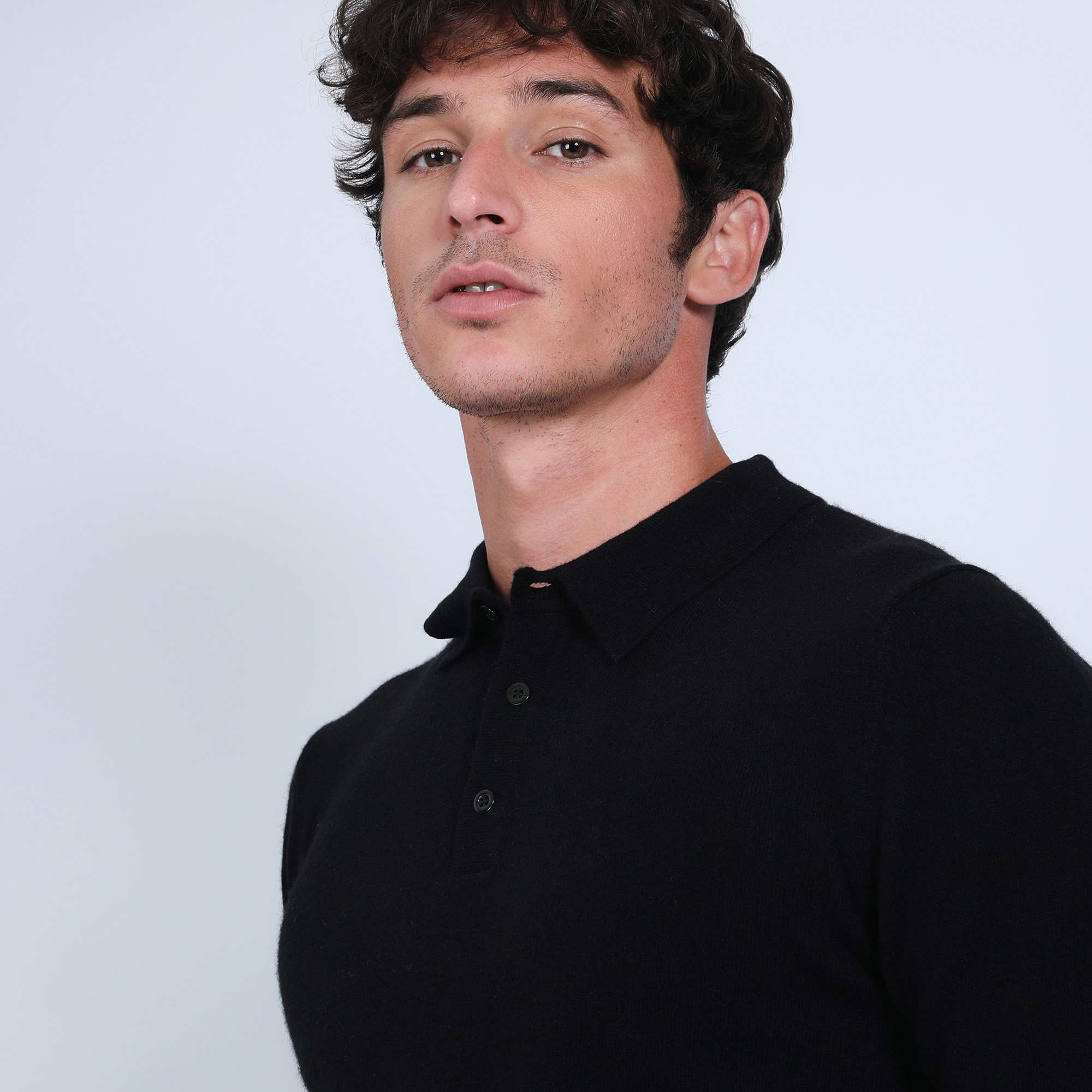 Pull col polo en cachemire - Billy 6610 noir - 01 Noir