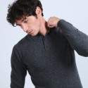 Pull col polo en cachemire - Billy 6611 gris anthracite - 10 gris foncé