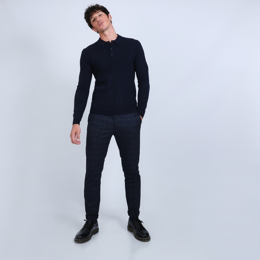 Jumper with polo collar in cashmere - Emerson