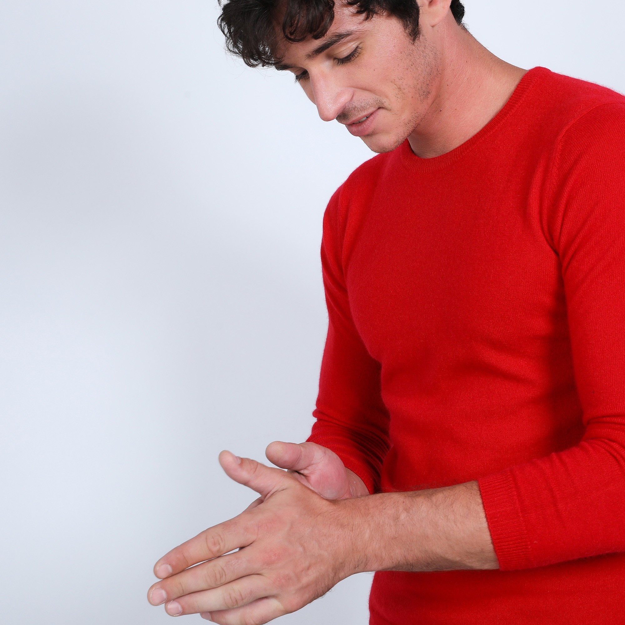 Pull col rond en cachemire - Benoit 6680 ecarlate - 52 rouge