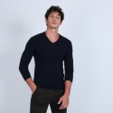 Pull col V en cachemire - Benjamin 6640 marine - 05 bleu marine