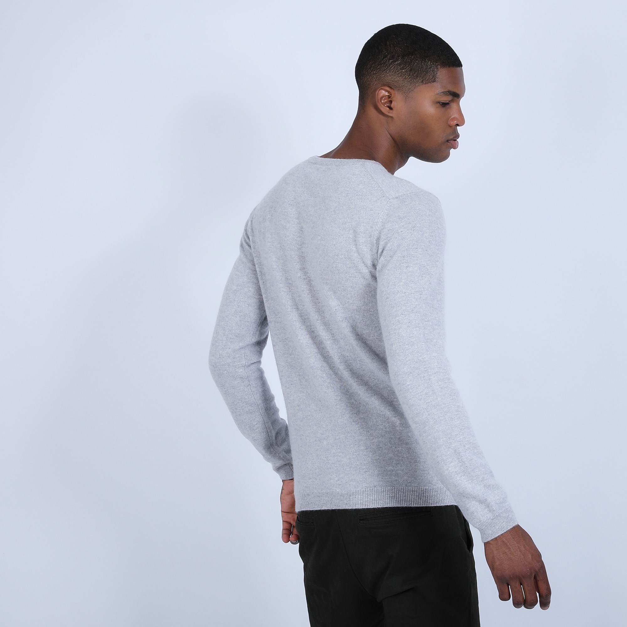 Pull col V en cachemire - Benjamin 6612 gris clair - 11 gris clair