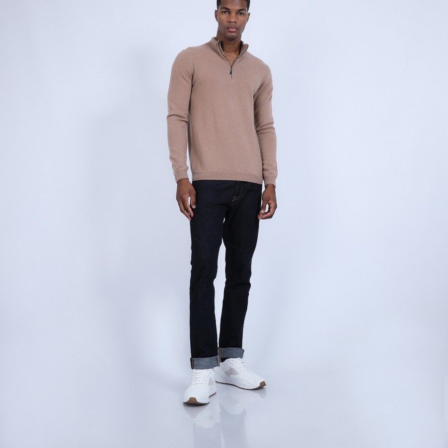 Suéter de cashmere com zíper e gola dupla - Emile