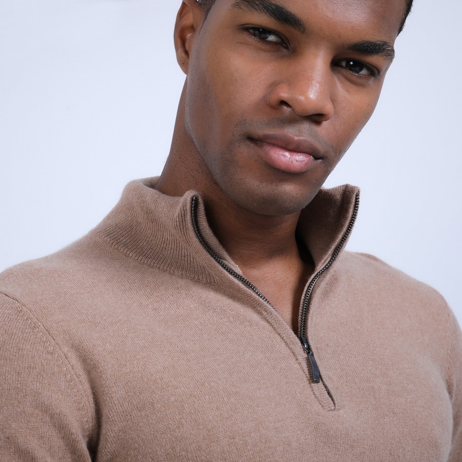 Cashmere zip-up 2-ply jumper - Emile