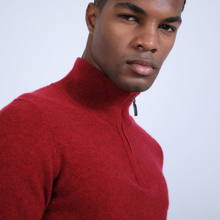 Suéter de cashmere com zíper e gola dupla - Emile