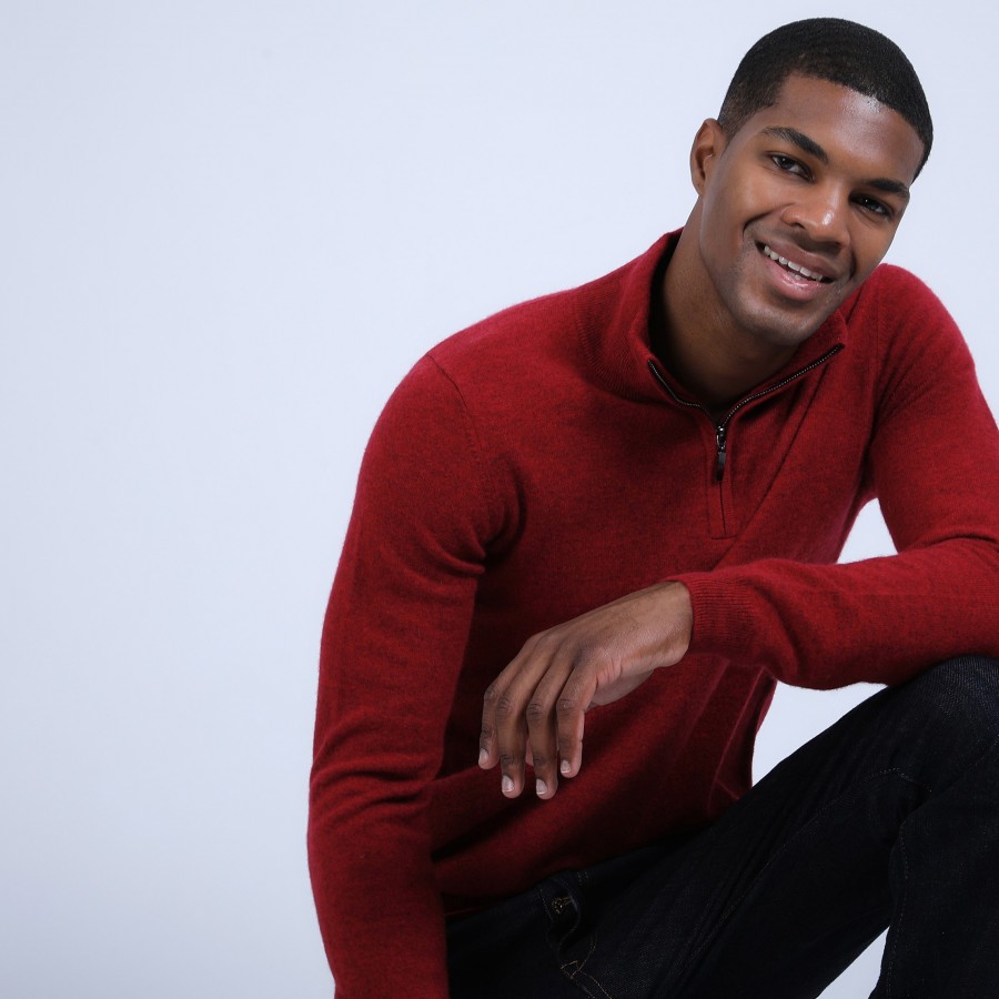 Suéter de cashmere com zíper e gola dupla - Emile