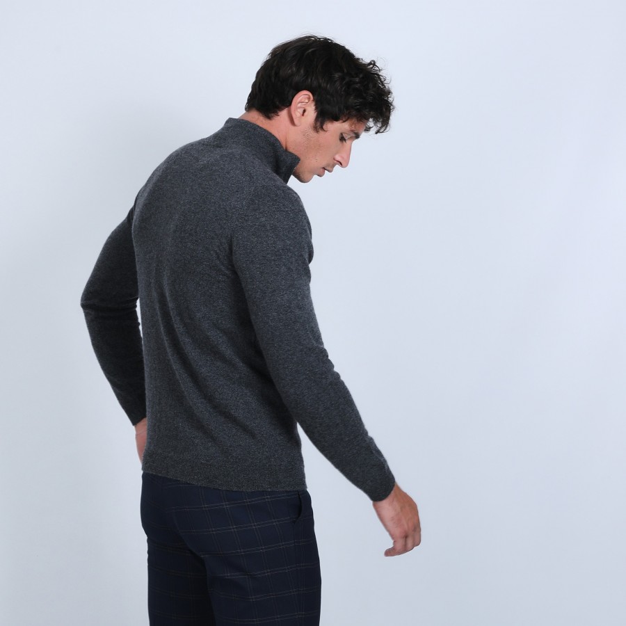 Suéter de cashmere com zíper e gola dupla - Emile