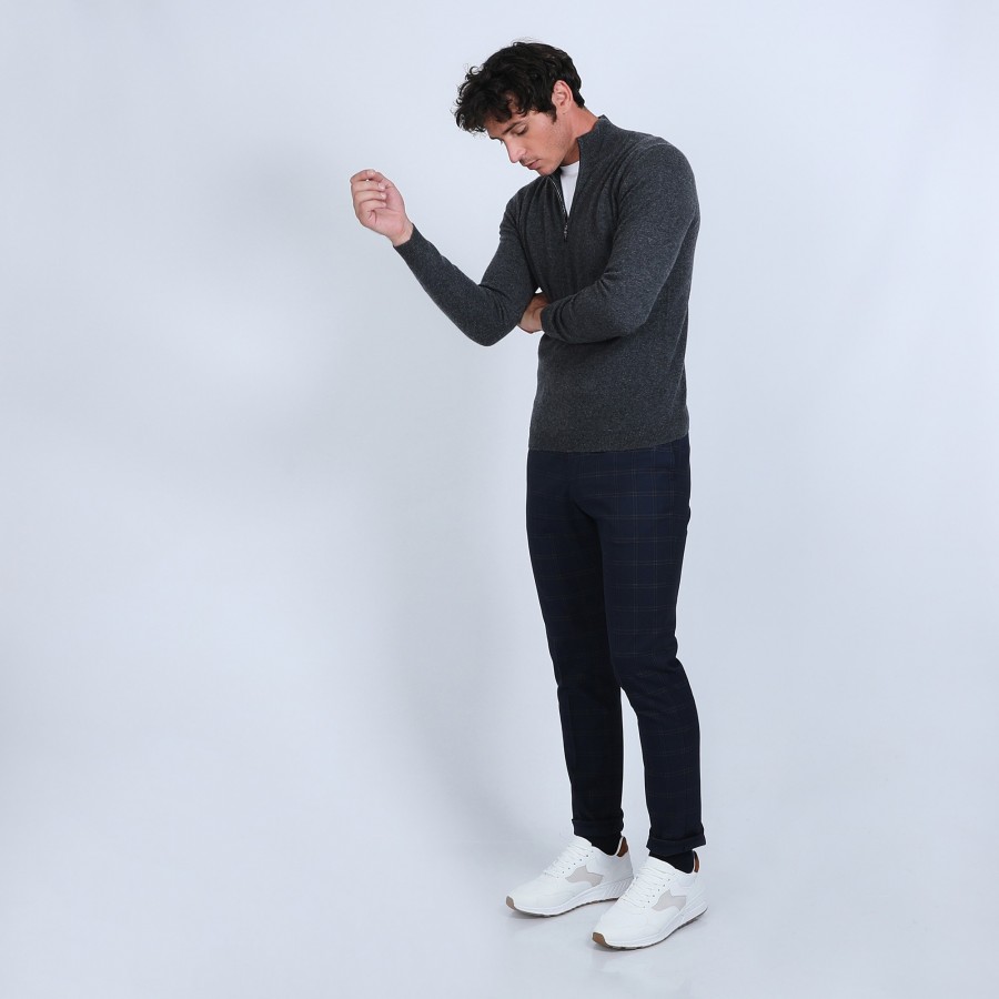 Suéter de cashmere com zíper e gola dupla - Emile