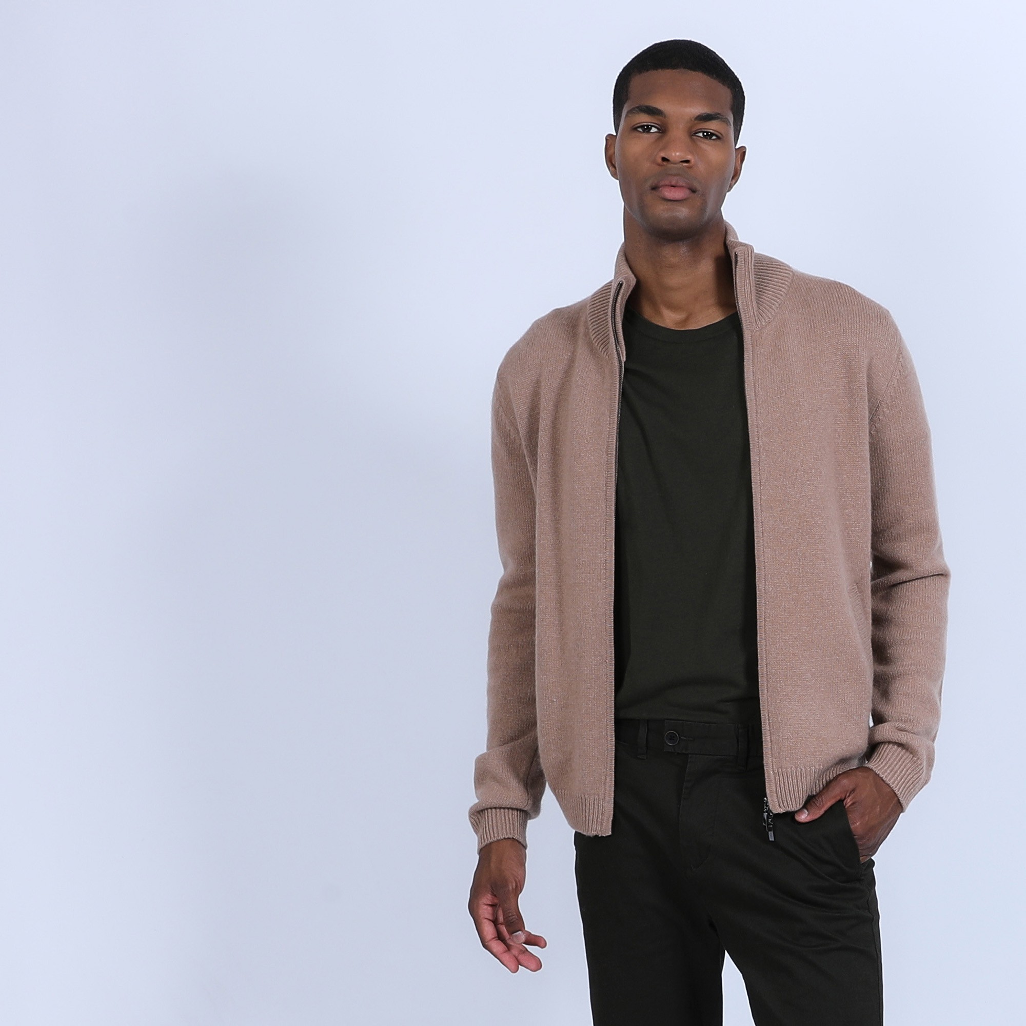 Gilet zippé en cachemire 4 fils - Balthazar 6630 camel - 88 camel