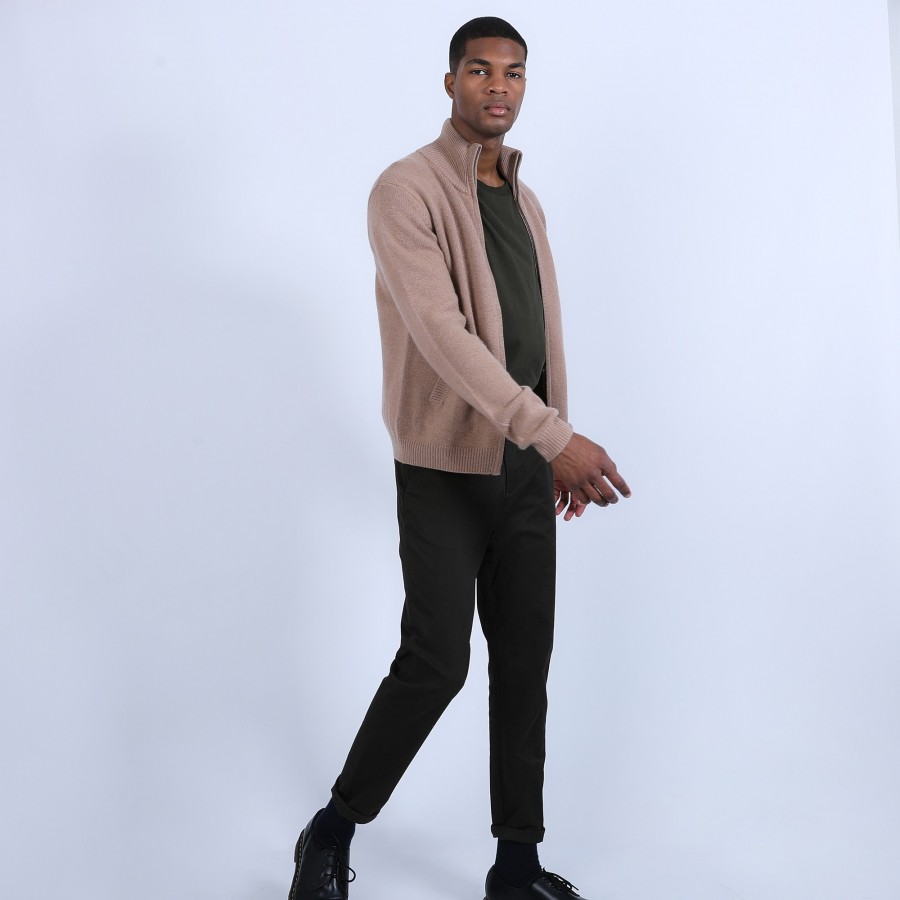 Zipped cardigan made of 4-ply cashmere - Balthazar