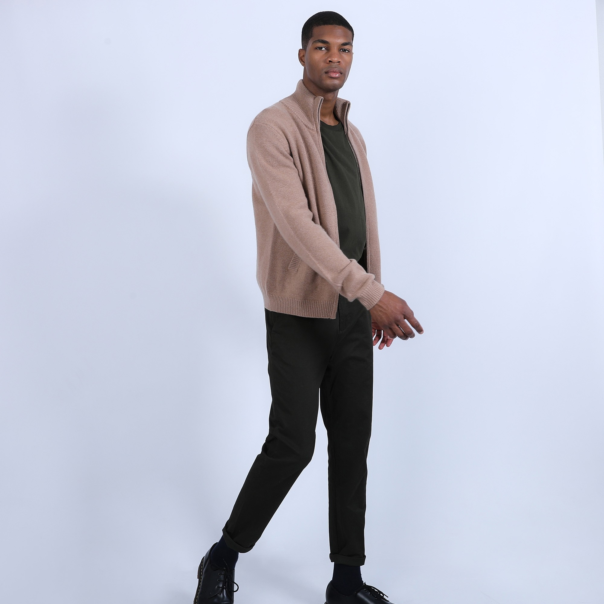 Gilet zippé en cachemire 4 fils - Balthazar 6630 camel - 88 camel