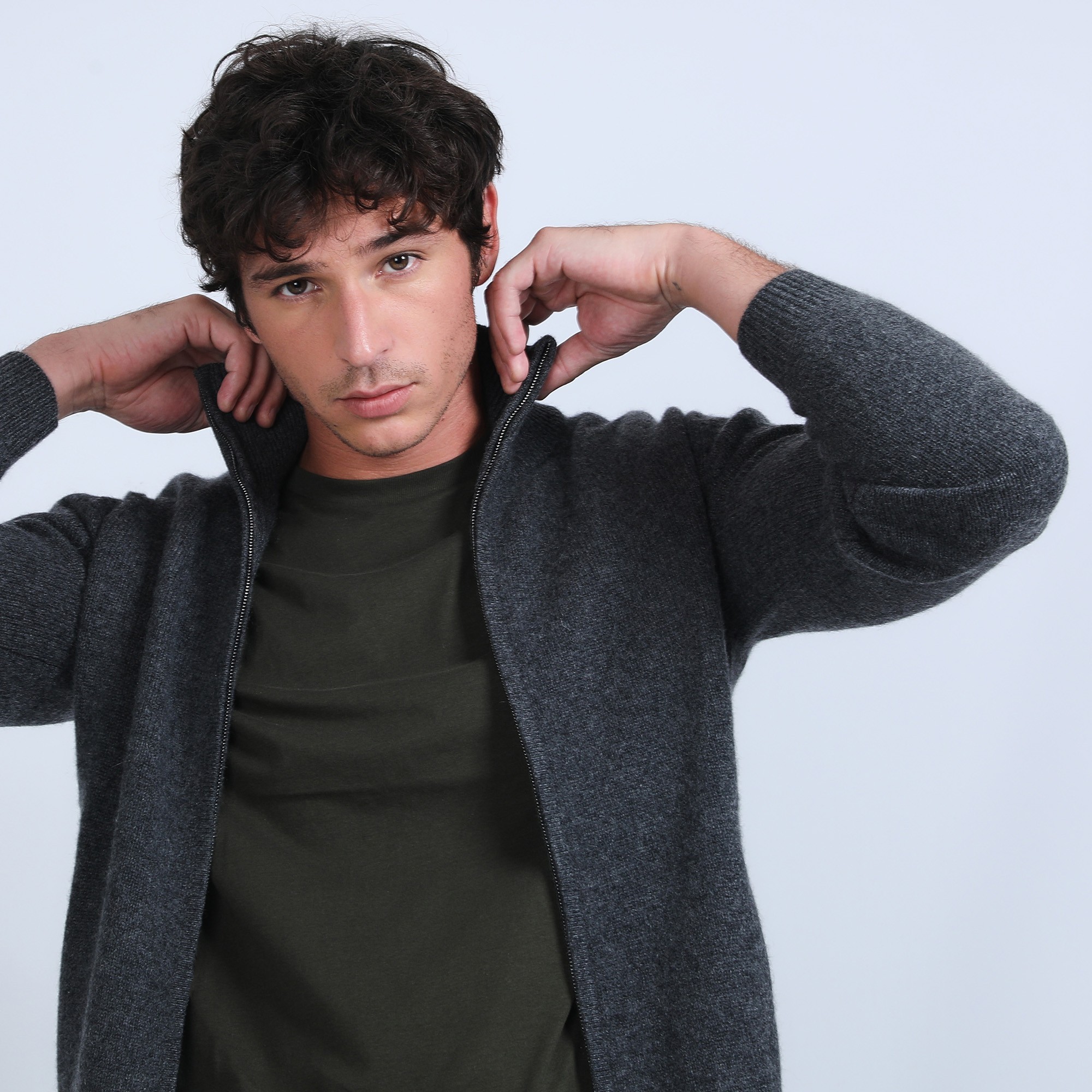 Gilet zippé en cachemire 4 fils - Balthazar 6611 gris anthracite - 10 gris foncé